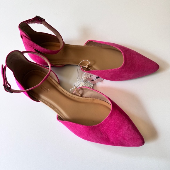 Old Navy Women's Pointy Toe Low Heel Ankle Strap Flats Polarized Pink Sz 7 - Picture 5 of 10